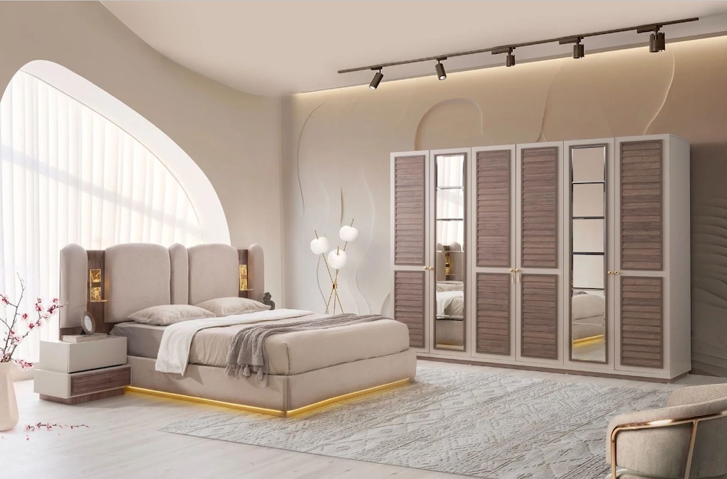 Sıfır , %100 MDF , Panjur kapaklı Gardırop ,6 kapaklı- Kumbeji , Ceviz - 4