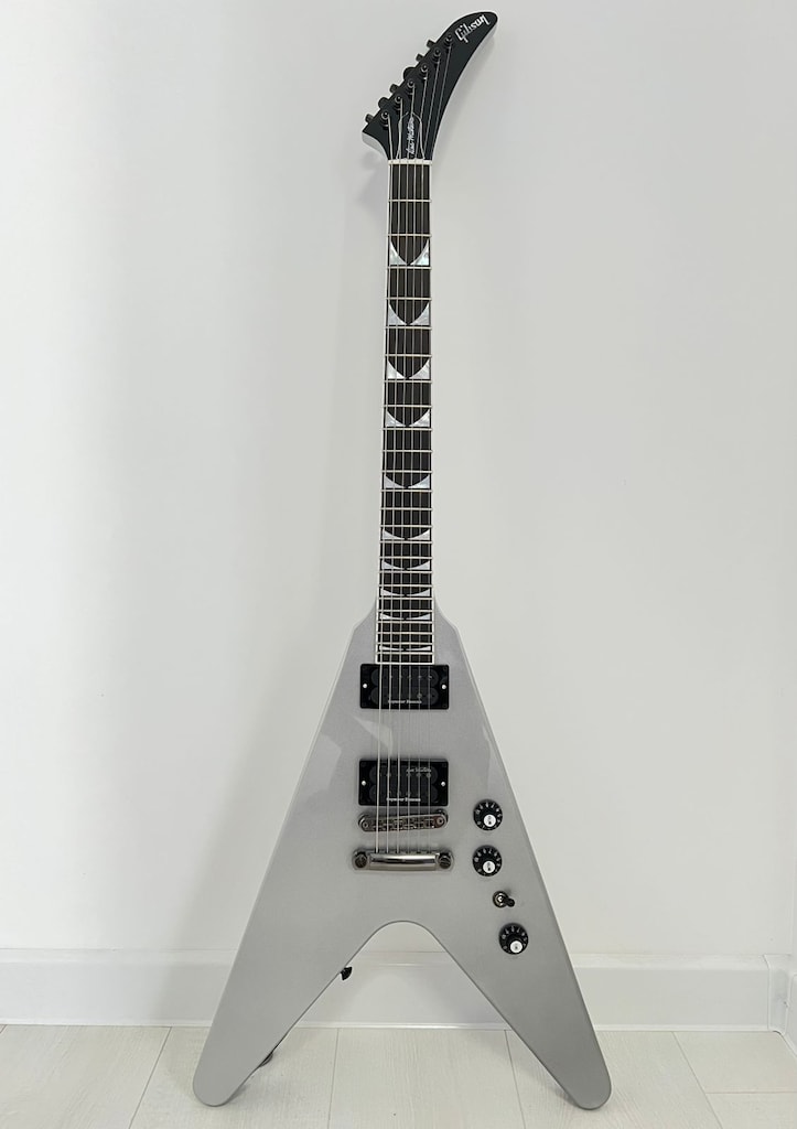 Gibson Dave Mustaine Flying V EXP Elektro Gitar Silver Metallic USA - 8