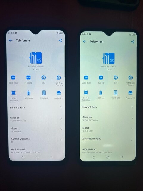 Temiz 2 Adet Tecno POVA Neo (128 GB / 6 GB RAM - 6000 mAh Batarya)