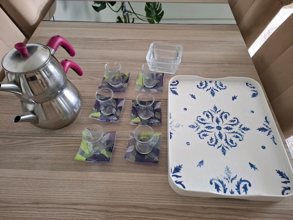 çaydanlık, tepsi, bardak - 2