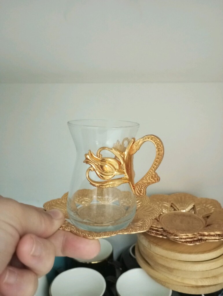 altın yaldızlı çay takımı - 10