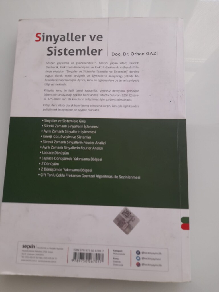 SİNYALLER VE SİSTEMLER FOURİER DÖNÜŞÜM EVRİŞİM KİTABI 250 TL - 2