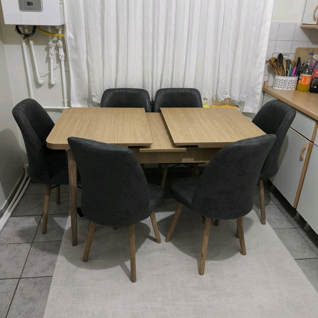 Açılabilir Yemek Masası ve 6 Sandalye Takımı, Kelebek Mutfak Masası - 2
