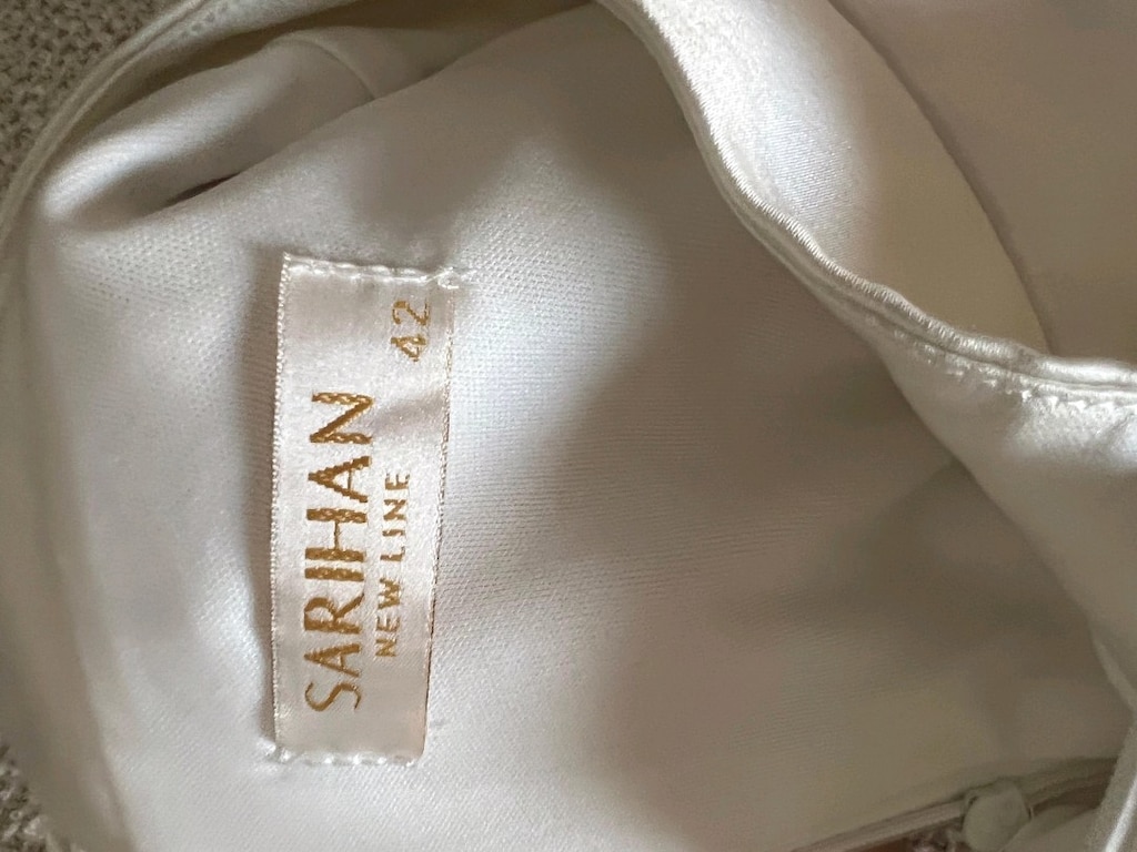 Taşlı Büzgülü Ekru Uzun Nikah Elbisesi - 2