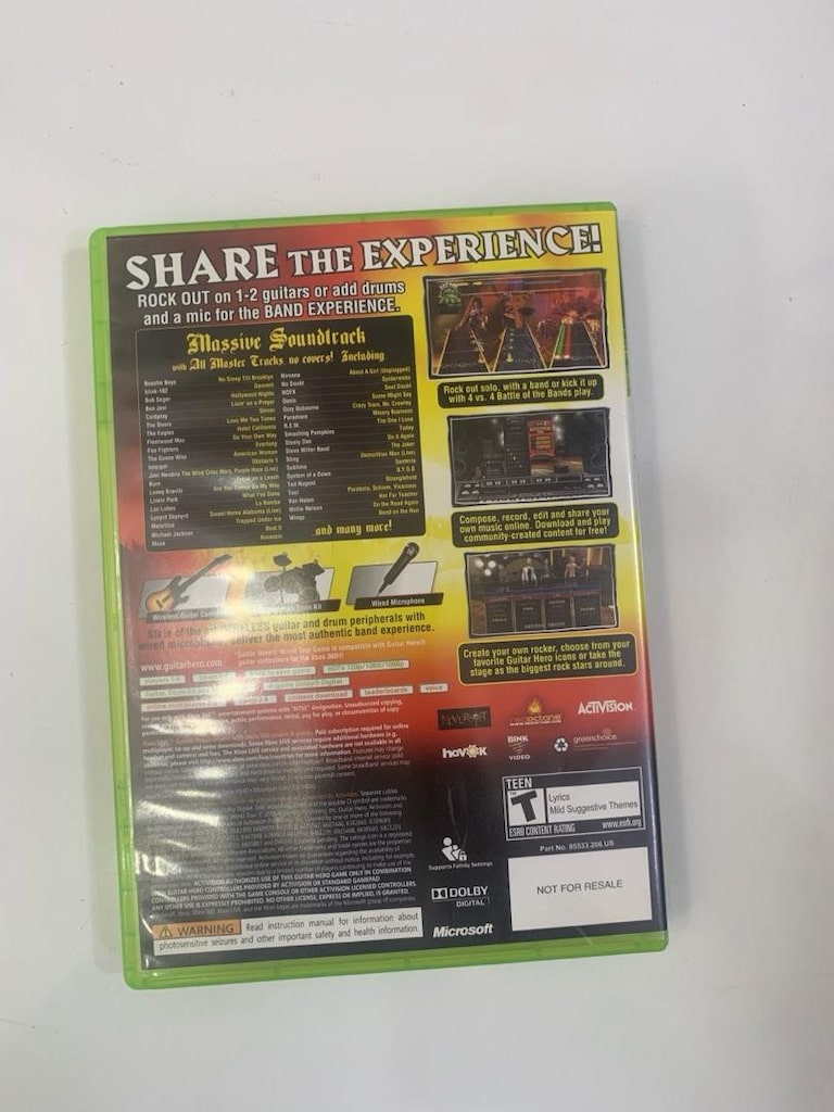 gutiar hero world tour xbox 360 orjinal 2. el oyun cd dvd - 2