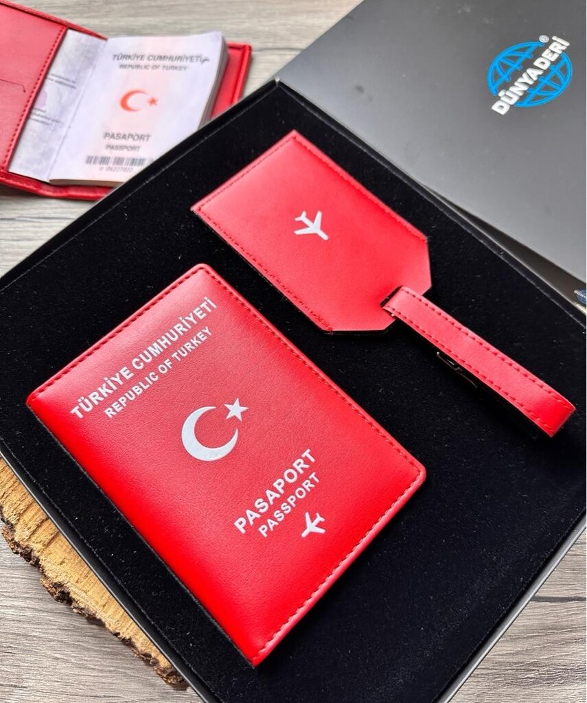 Pasaport Kılıfı, Pasaport Kabı Cüzdanı, Bagaj Valiz Etiketi 2’li Set - 6