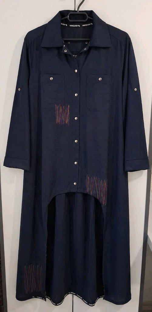 XL-XXL Lacivert Uzun Tunik & Geniş Paça Pantolon Takım Kadın Kombin - 4