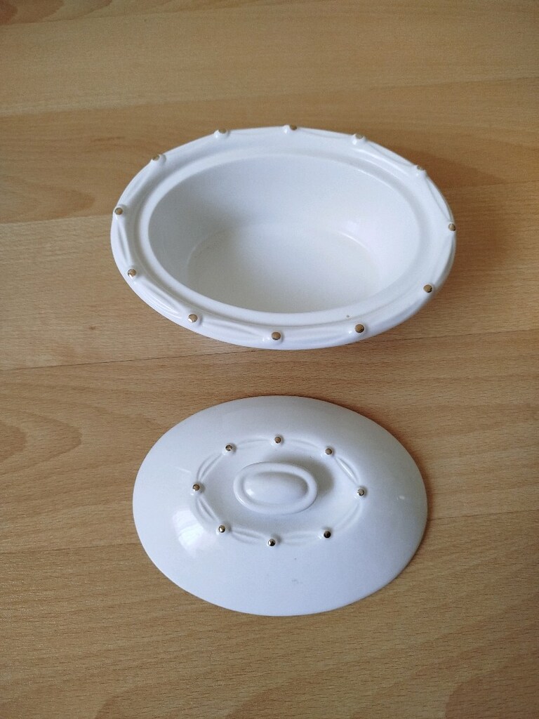 Vintage seramik saklama kabı 16.5x12.5 cm yükseklik 5 cm - 2