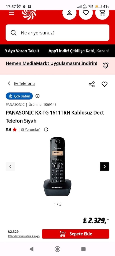 Panasonic Siyah Kablosuz Telefon - 8
