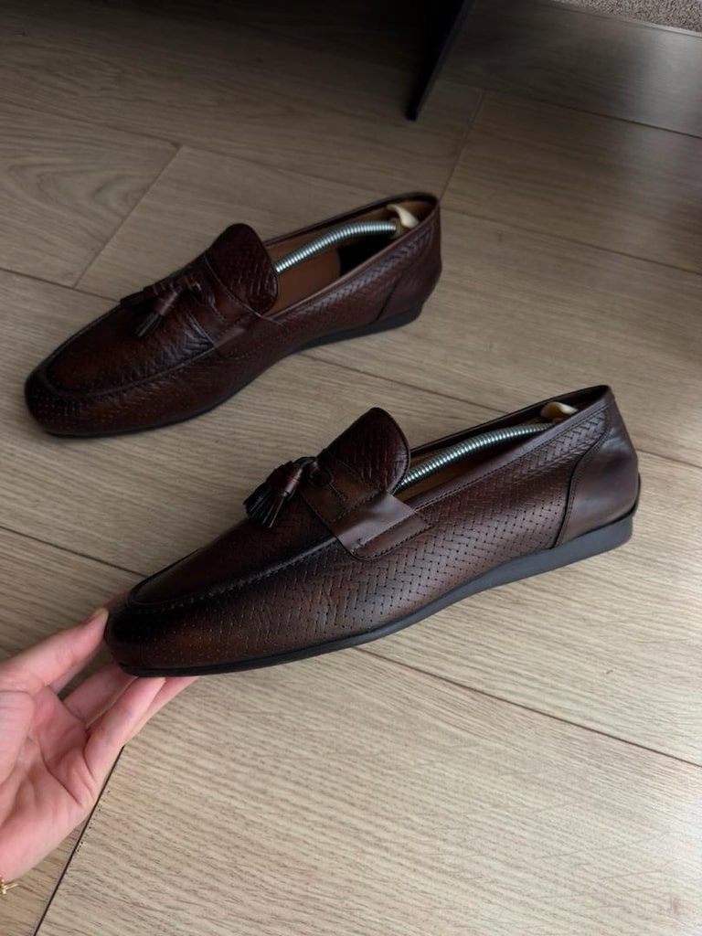 Lufian Örgü Desen Deri Loafer Ayakkabı - 5