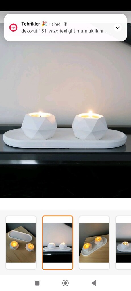 dekoratif oval tabak ve beton mumluk - 3