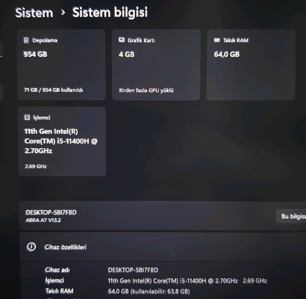 MONSTER / 64 RAM / 1 TB SSD / RTX 3050Tİ / 144 HZ / 17.3" BÜYÜK EKRAN - 6