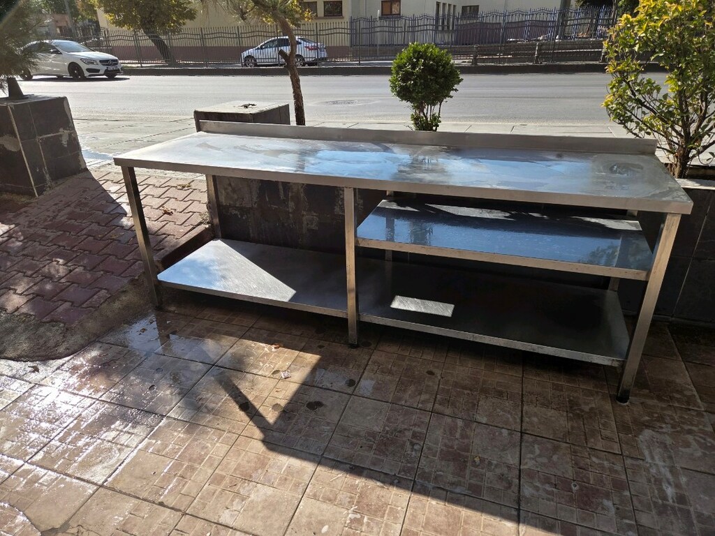 Krom Endüstriyel Tezgah Çalışma Tezgahı Ara Raflı 235×60 - 2
