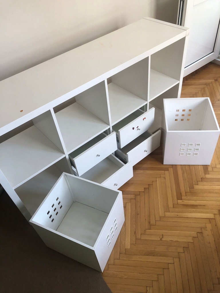IKEA KALLAX 2x4 Raf Ünitesi + 4 Çekmece + 2 Kapak Eklentisi - 3
