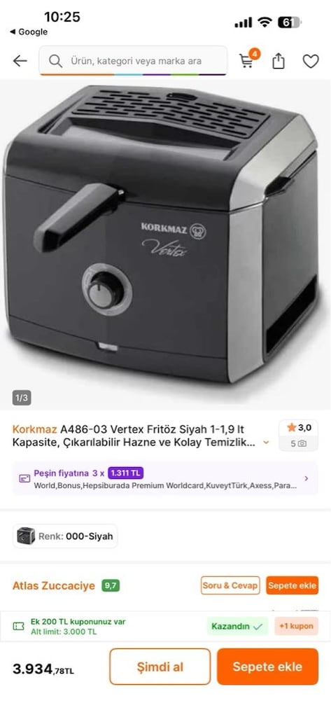 Kormaz vertex fritöz.temiz sorunsuz sıfır fiyatı 3500-4000 arası - 4