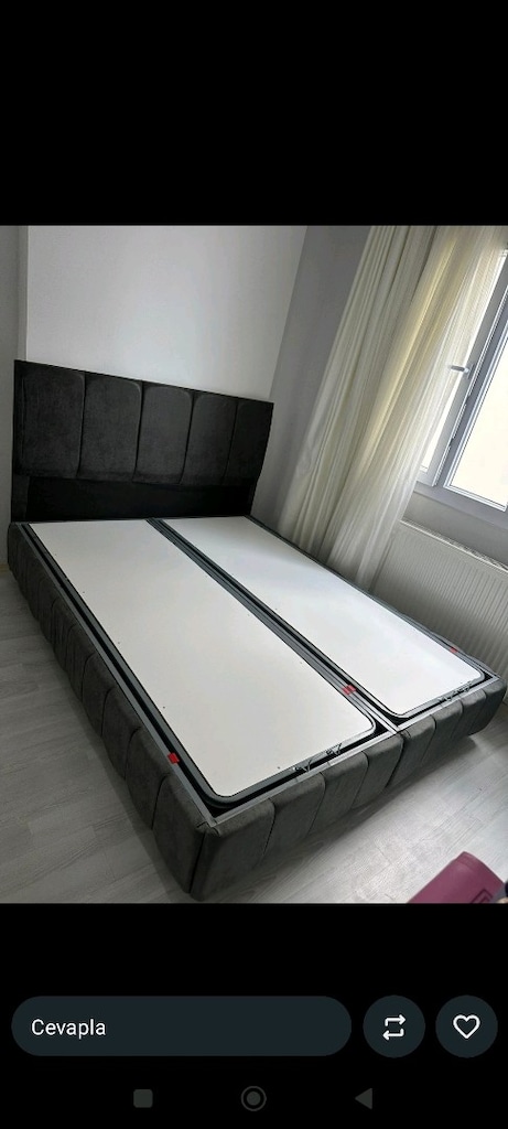 160/200 cm'lik baza Başlık petli yatak takım sandıklı baza - 9