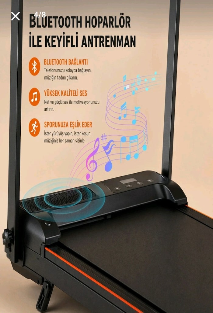 sıfır ayarında katlanabilen bluetoothlu eğim özelliği olan koşu bandı - 4