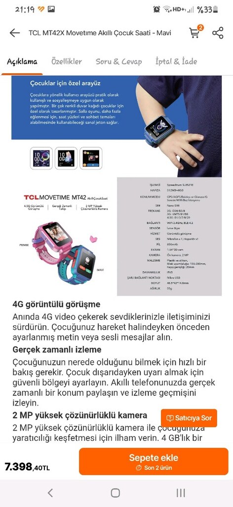 TCL MT42X Akıllı Çocuk Saati - 13