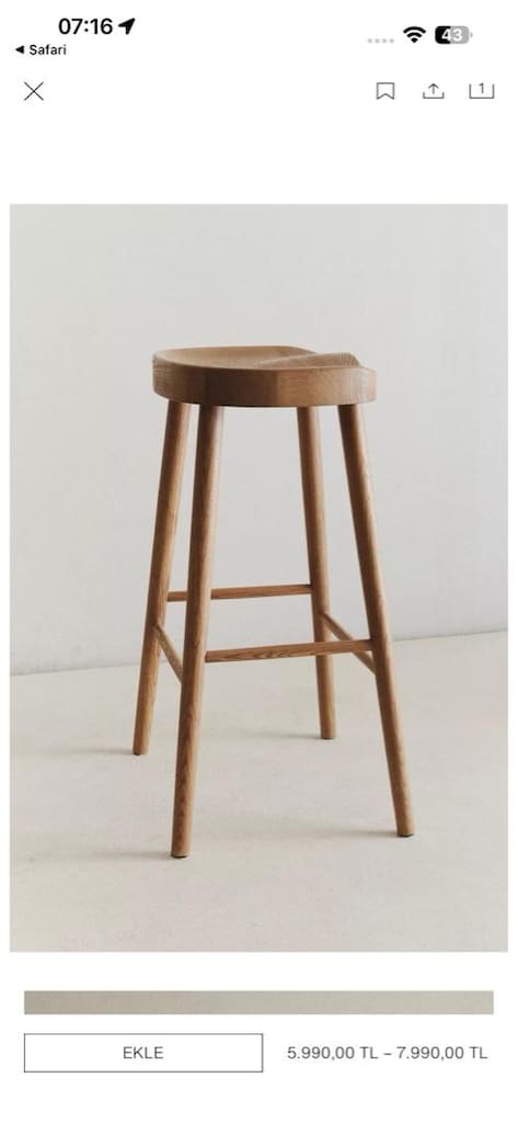 Zara Home Dişbudak Bar Taburesi - 8