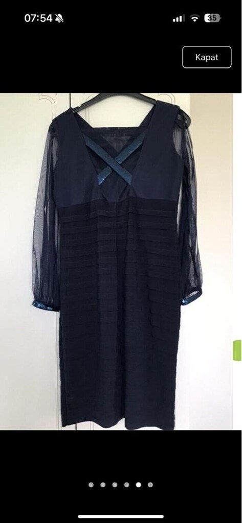 lacivert pul detaylı elbise - 5