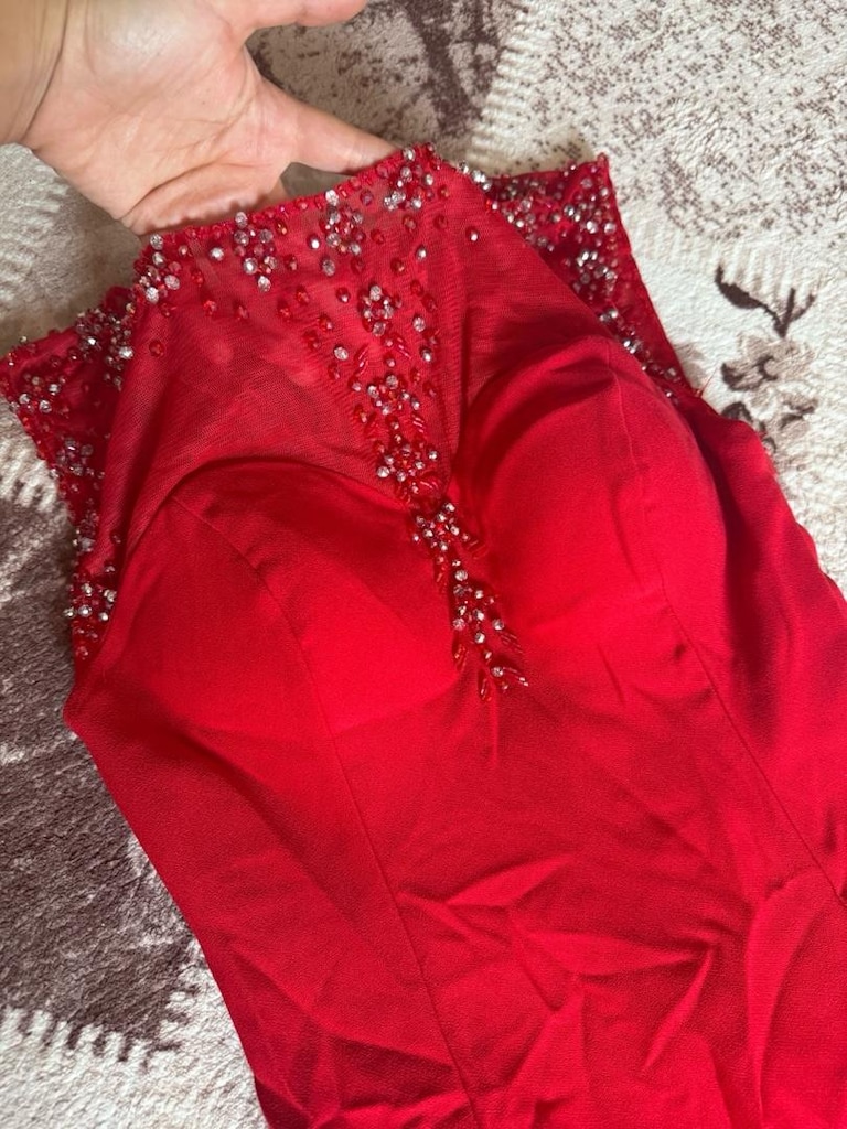 kırmızı taşlı elbise - 4