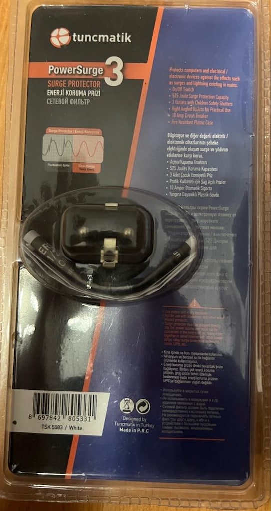Tunçmatik PowerSurge 3'lü Akım Korumalı Prizi(Sıfır Ürün) - 2