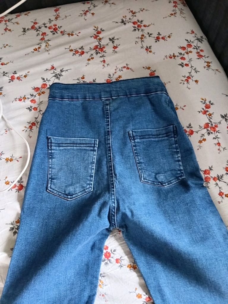 mavi dar beli lastik dar pantolon - 4