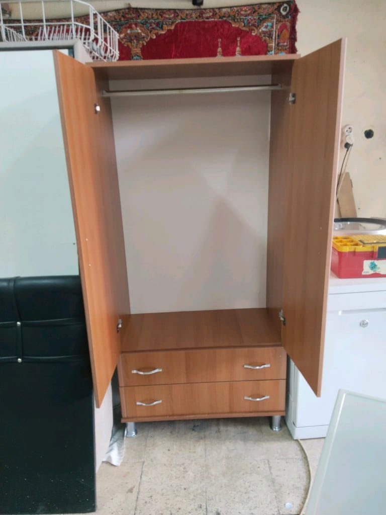elbise dolabı 2 kapaklı çift çekmeceli buca heykel - 3