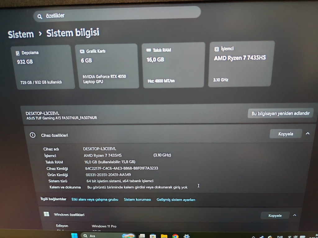 ASUS TUF Gaming A15 | Ryzen 7 7435HS - RTX 4050 - 16GB RAM - 1TB SSD - 4