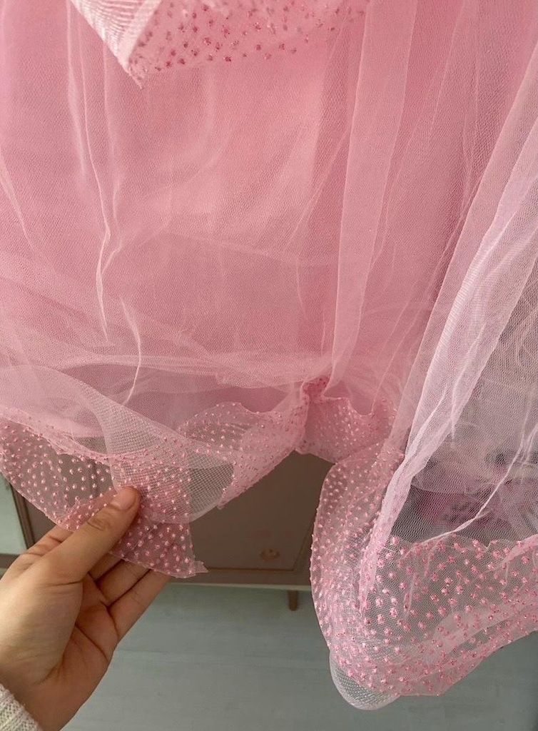 pembe kat kat tüllü kız çocuk abiye elbise - 3