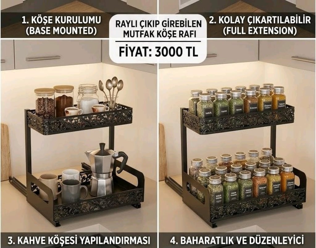 mutfak ürünü köşe raf - 2