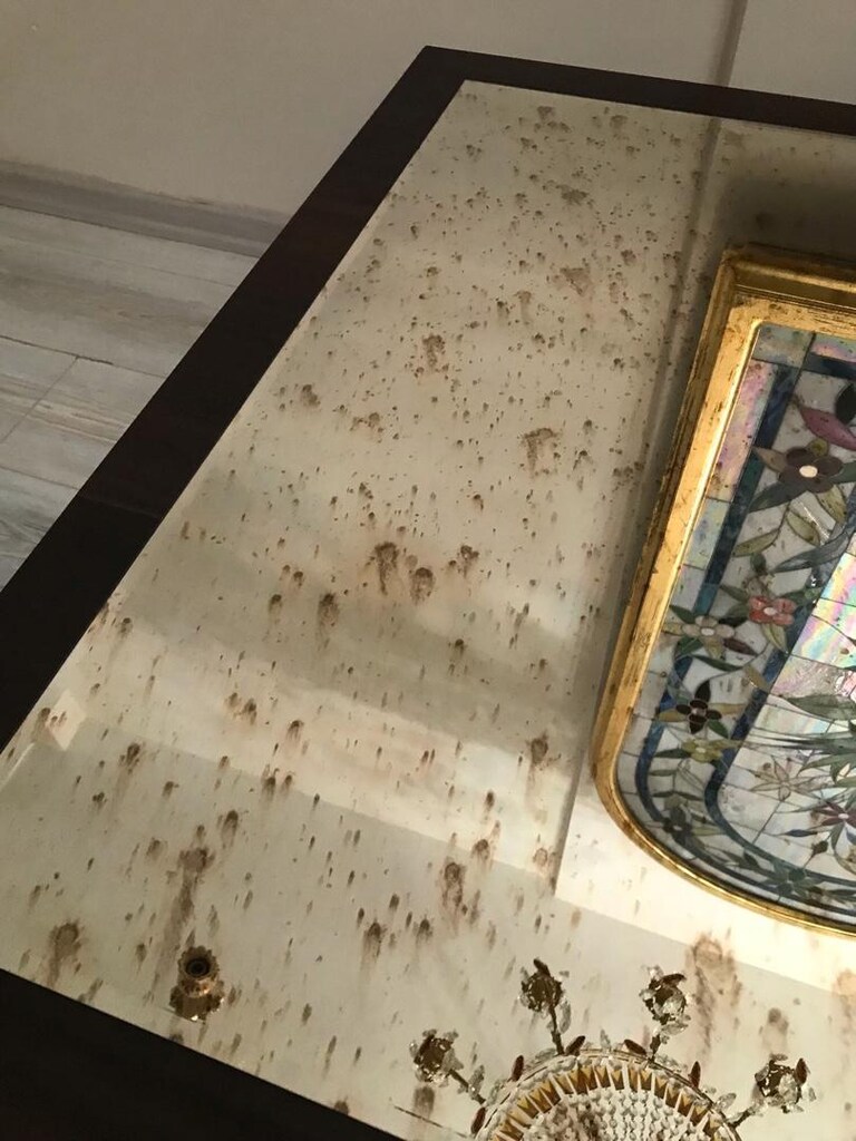 Özel Yapım Eskitme Aynalı Orta Sehpa - 7