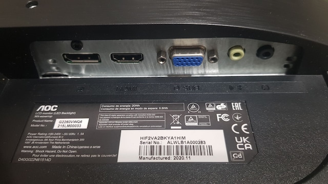 LCD Ekran Arızalı AOC Monitör-21,5 inç-G2260VWQ6 model - 8