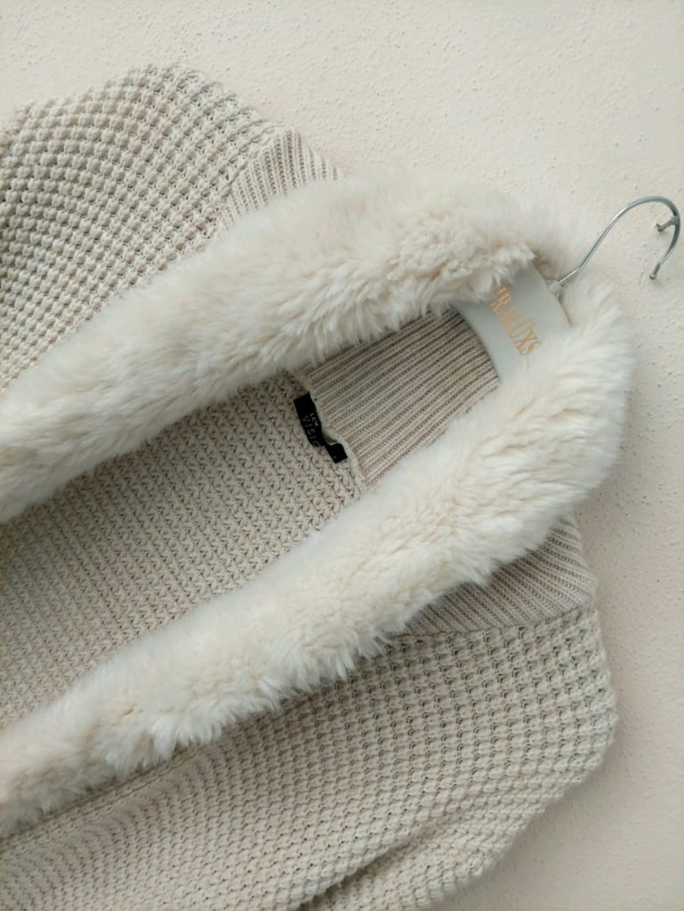 LCW Peluş Şal Yaka akrilik ekru Hırka - 5