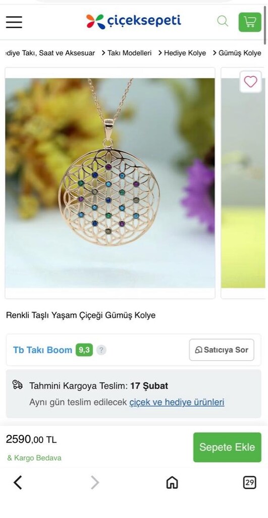 925 Gümüş Yaşam Çiçeği Kolye - 12