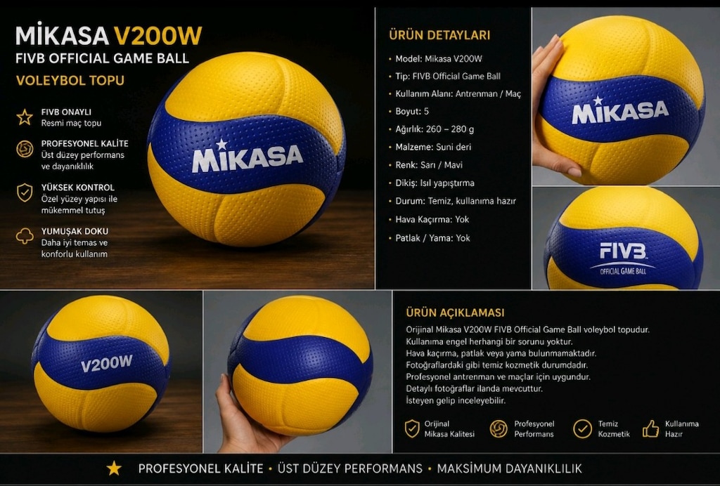 Mikasa V200W FIVB Official Game Ball Voleybol Topu - Temiz - 4