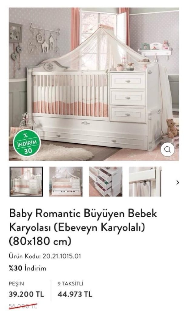 çilek romantica dolap ve büyüyen bazalı beşik seti - 2