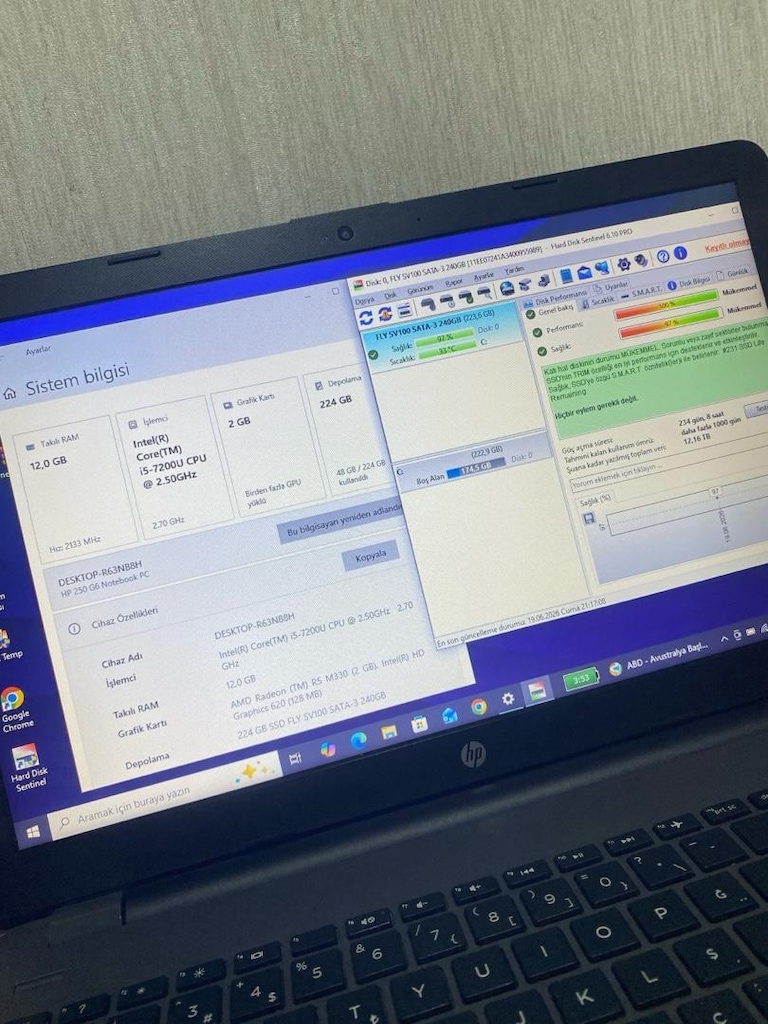 HP-i5 7.NESİL-12GB DDR4-2GB R5 M330-240GB SSD-BATARYALI-LAPTOP - 3