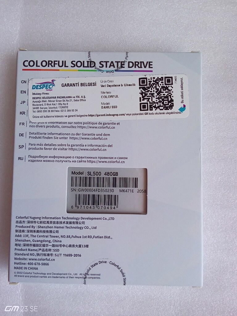 480 GB COLORFUL SDD SATA 2.5 Sıfır - 2
