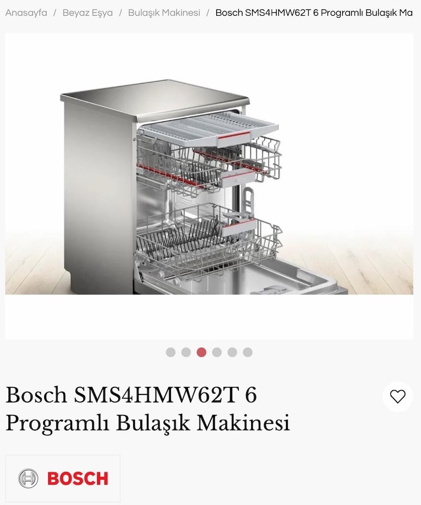 Bosch SMS4HMW62T 6 Programlı Bulaşık Makinesi - Beyaz - 6