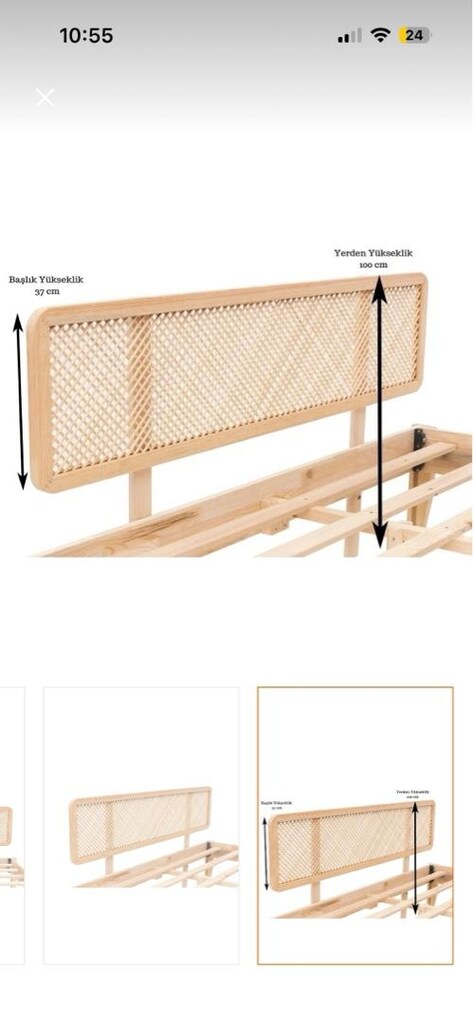 hazeran çift kişilik yatak başlığı doğal ahşap bambu organik karyola - 3