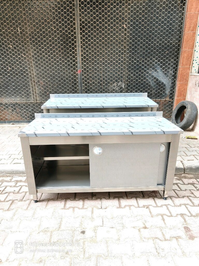 160 cm krom çalışma tezgahı krom tezgah endüstriyel hazır mutfak tezga - 6