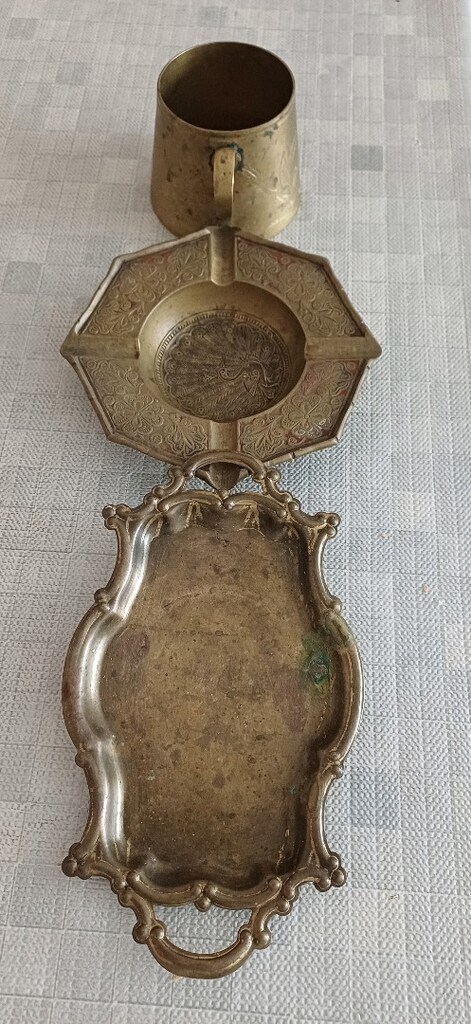 3 lot objeler kul taplası mini tepsi kupa pirinc - 11