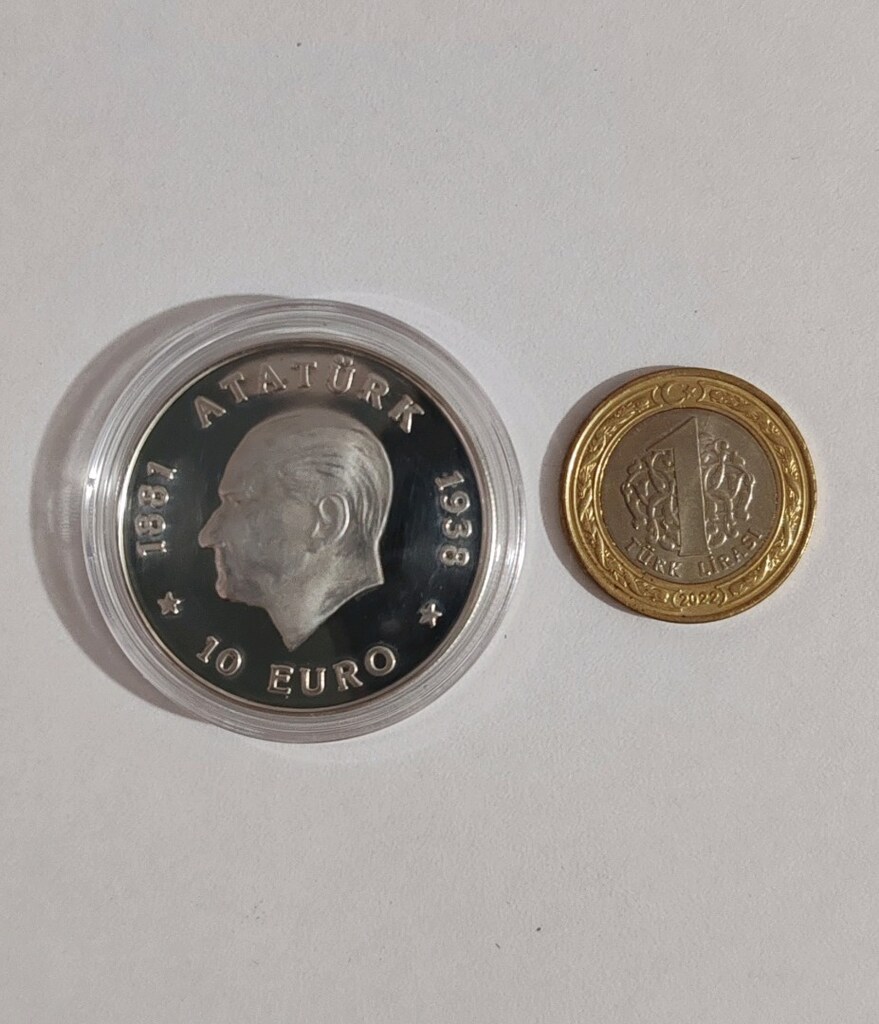 10 Euro Atatürk Gümüş Hatıra Parası Darphane Sertifikalı - 6