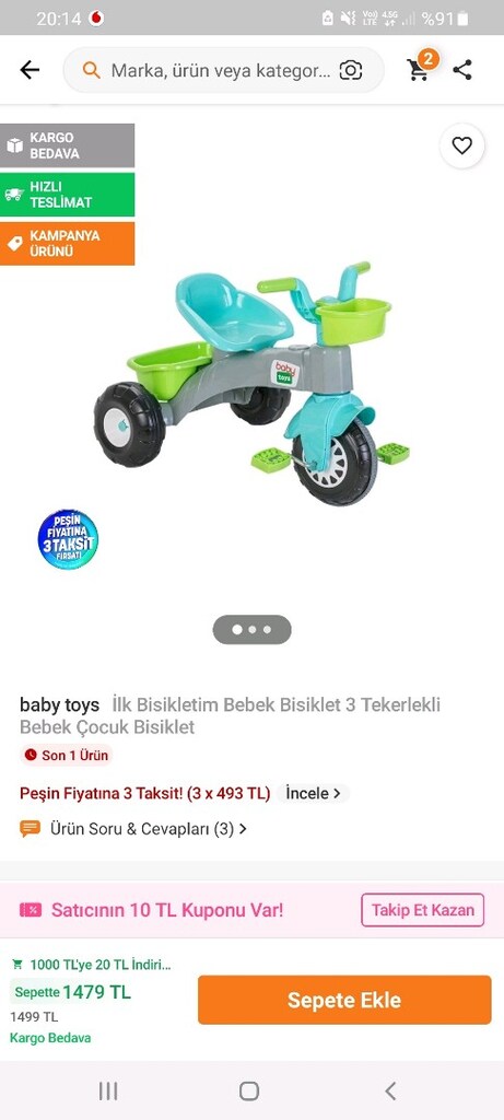 İlk bisikletim ilk arabam baby toys marka
