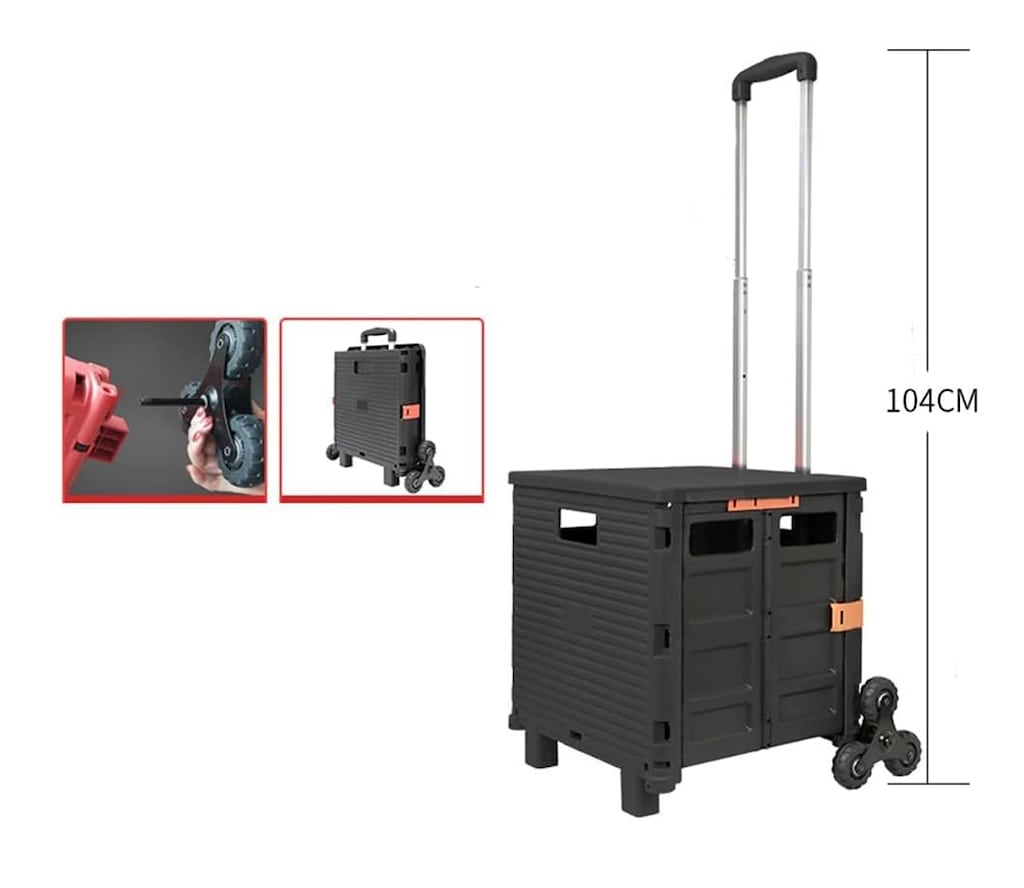 Balatlı Katlanabilir Merdiven Çıkabilen Market Taşıma Arabası 40 kg - 3
