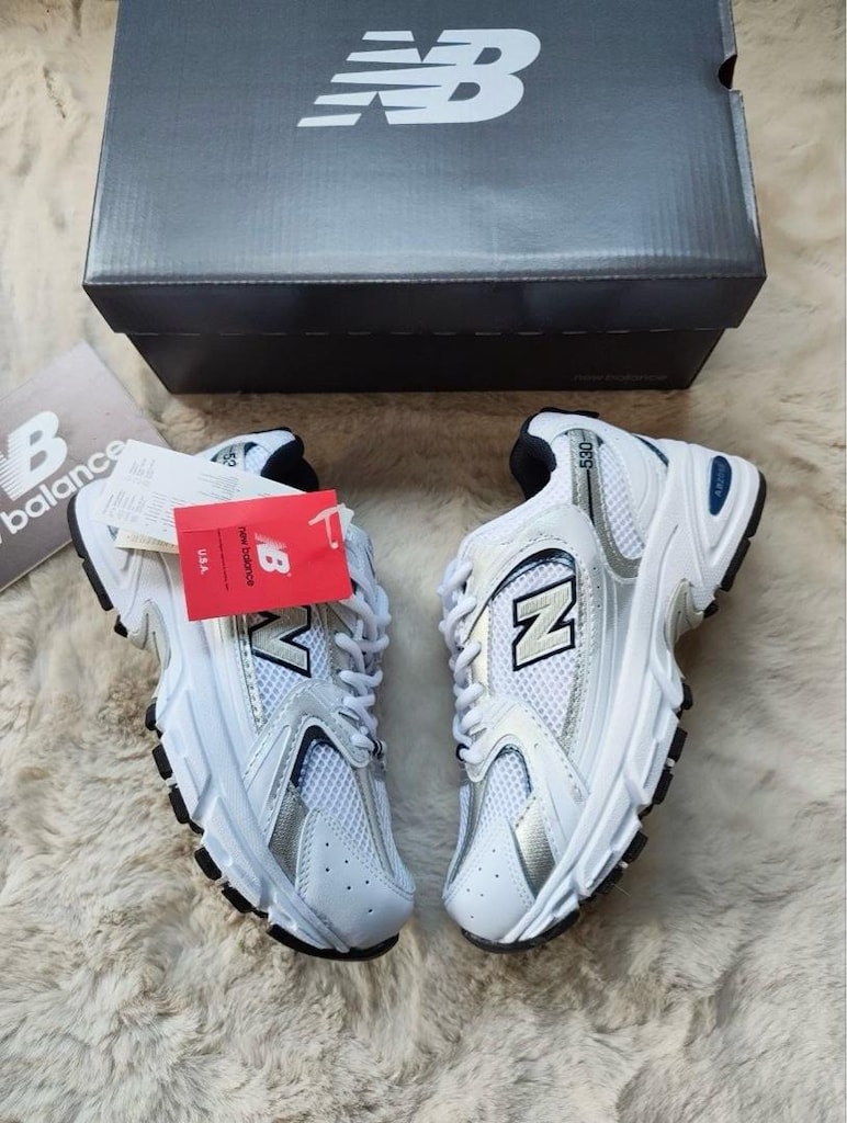 ‼‼NEW BALANCE 530 BEYAZ/GÜMÜŞ LACIVERT DETAY (KOYU LOGO) - 5