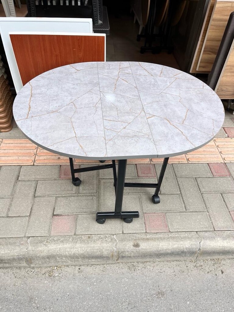 Oval Katlanır Tekerlekli Masa - 2