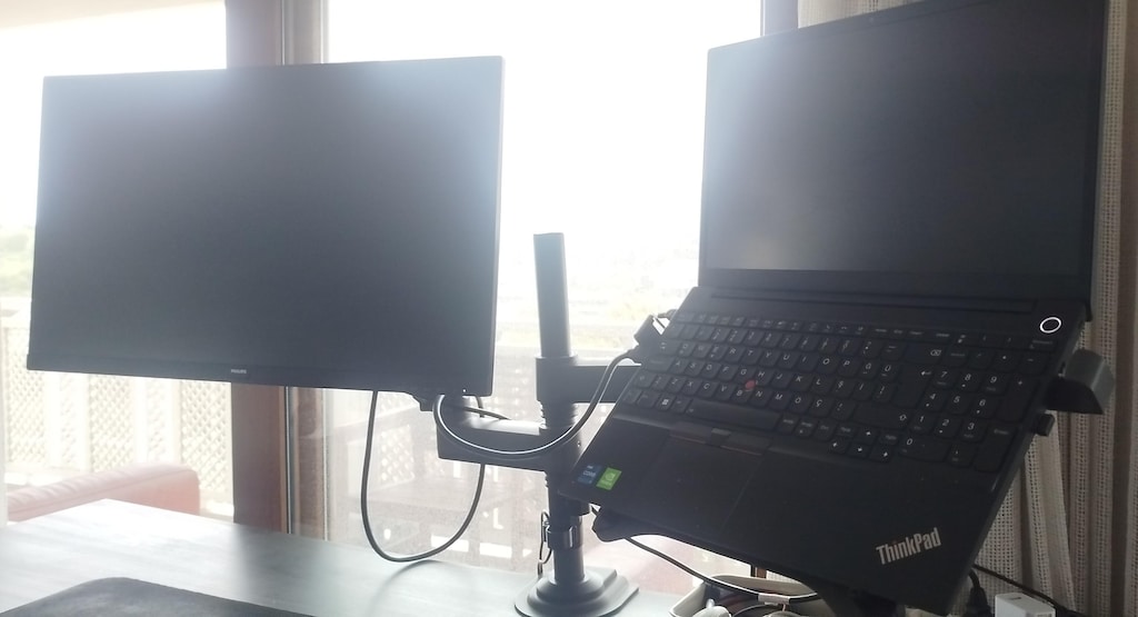 NB North Bayou H180-FP Çift Kol Amortisörlü 17"-27" Monitör Tutucu - 2