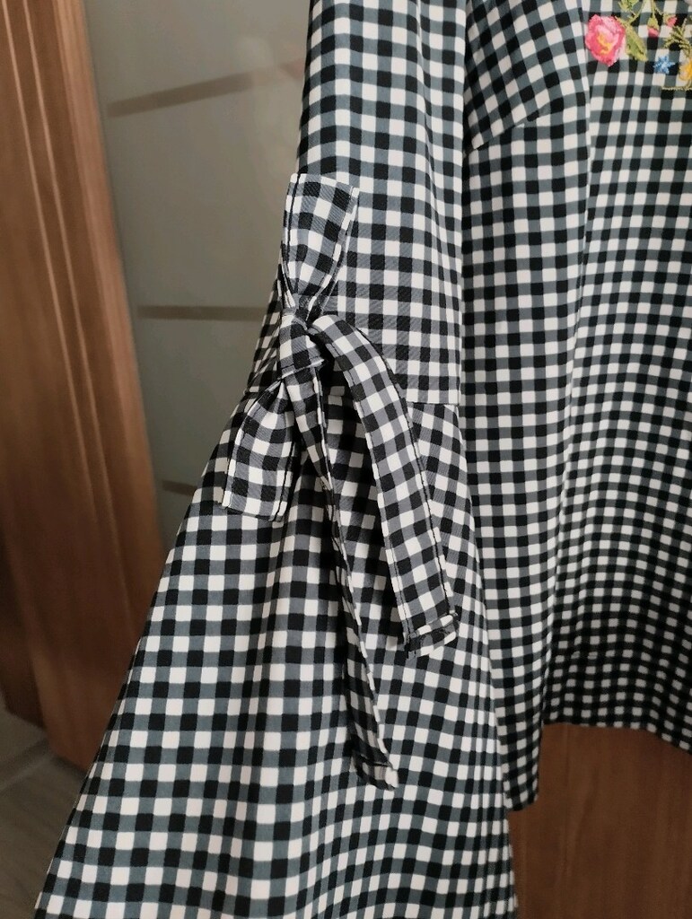 Griffon Nakışlı kolları çan zarifkesim kurdelalı, cotton kumaş XL bluz - 5